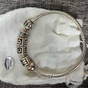 Silver Pandora Charm Bracelet w/Letters “A C D” Bag AND Box!
